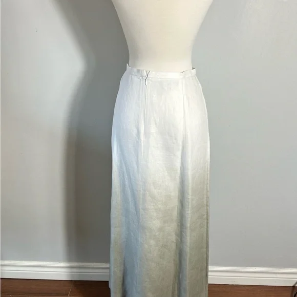 Lafayette 148 New York 100% Linen Ombré Maxi Skirt Size 4 cream, grey - Picture 2 of 5